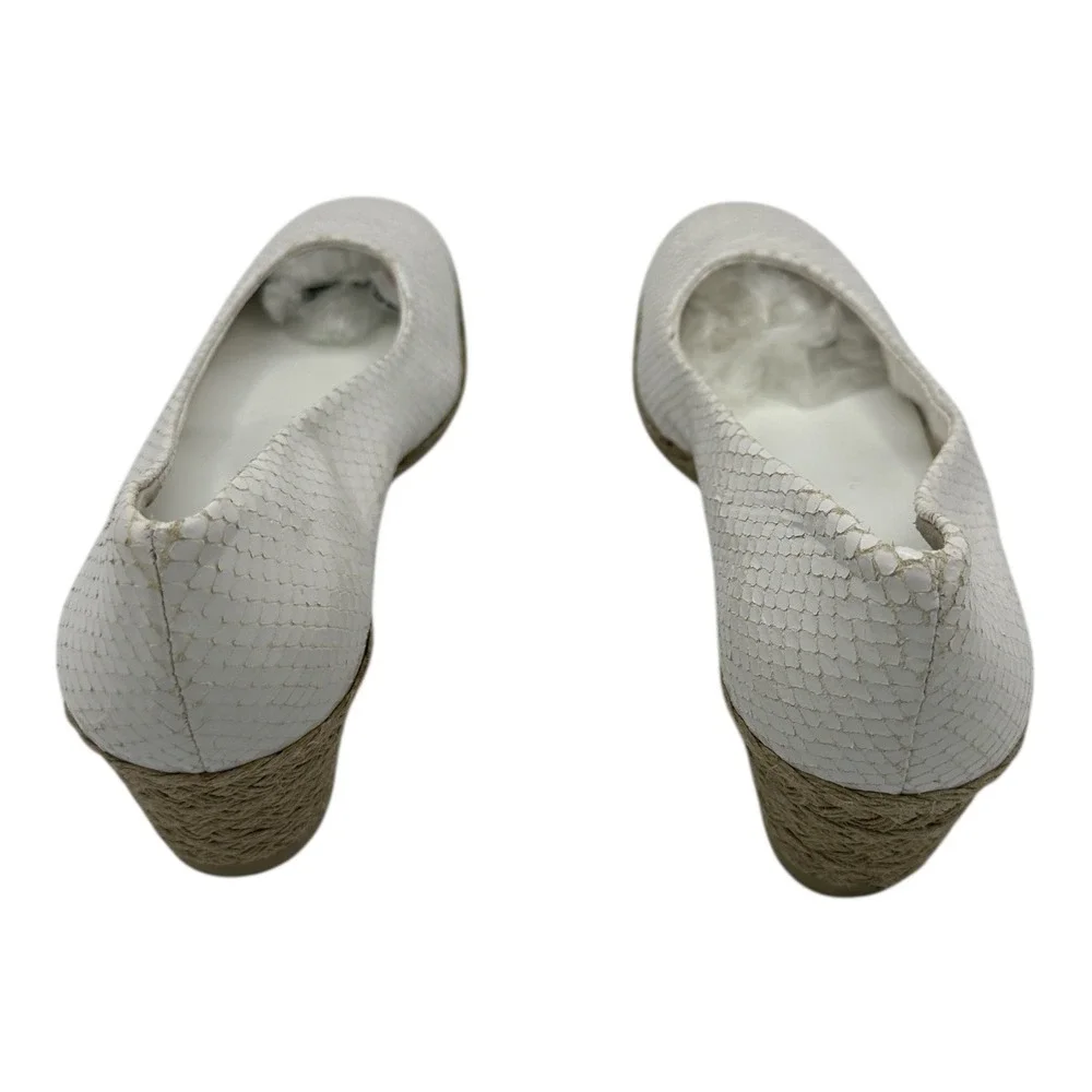 Hollywoud White Snake Embossed Wedge Espadrille Heels Made in Italy Size 7